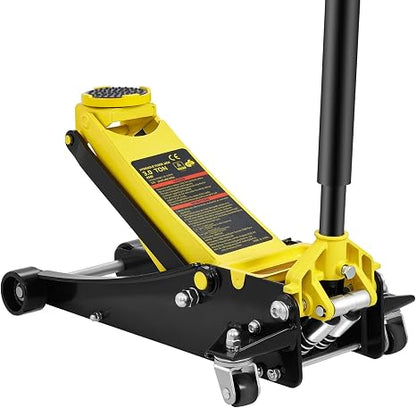 VEVOR Low Profile Floor Jack 3 Ton Aluminum and Steel Racing Floor Jack with Dual Pistons Quick Lift Pump, Hydraulic Trolley Car Lift for Sports Car, SUV, Pickup, Lifting Range 3.3"-20.3"