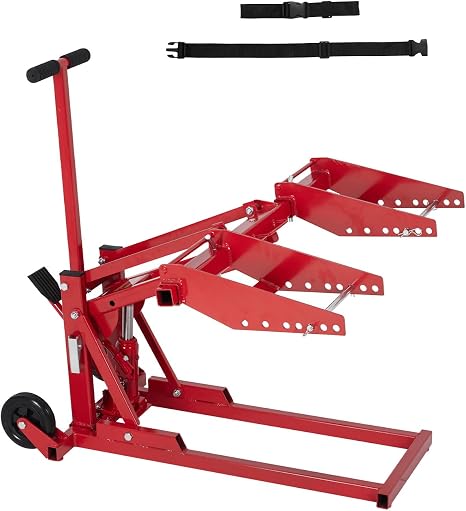 Zero Turn Lawn Mower Lift, 500 Lb Capacity, Manual or Drill Powered, Fits Most ZTR Mowers & Lawn Tractors, 24 Inch Lifting Height, Foldable Design for Garage Storage, Maintenance Lift