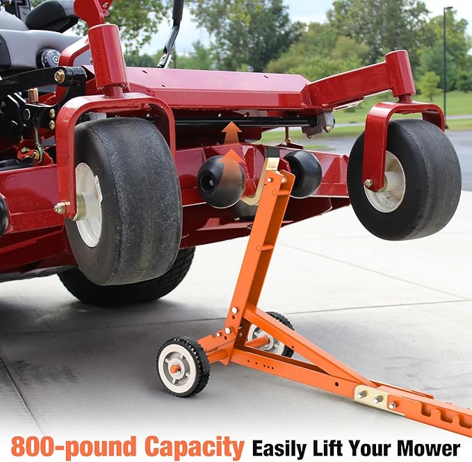 Lawn Mower Lift, 800 Lbs Weight Capacity, Stable Mower Lift Jack for Zero Turn Lawn Mower, Riding Lawn Mower and More, Orange