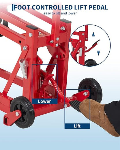 Zero Turn Lawn Mower Lift, 500 Lb Capacity, Manual or Drill Powered, Fits Most ZTR Mowers & Lawn Tractors, 24 Inch Lifting Height, Foldable Design for Garage Storage, Maintenance Lift
