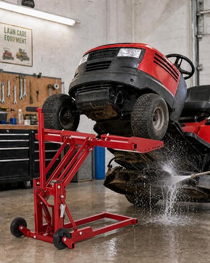 Zero Turn Lawn Mower Lift, 500 Lb Capacity, Manual or Drill Powered, Fits Most ZTR Mowers & Lawn Tractors, 24 Inch Lifting Height, Foldable Design for Garage Storage, Maintenance Lift