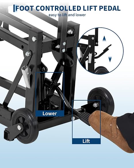 Zero Turn Lawn Mower Lift, 500 Lb Capacity, Manual or Drill Powered, Fits Most ZTR Mowers & Lawn Tractors, 24 Inch Lifting Height, Foldable Design for Garage Storage, Maintenance Lift