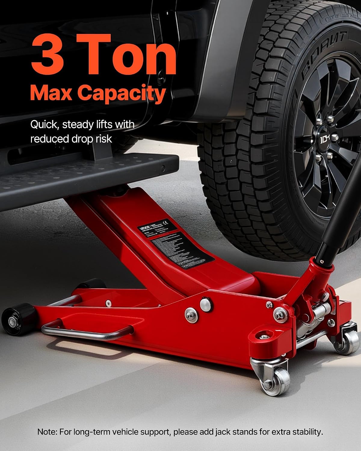 VEVOR Low Profile Floor Jack 3 Ton Aluminum and Steel Racing Floor Jack with Dual Pistons Quick Lift Pump, Hydraulic Trolley Car Lift for Sports Car, SUV, Pickup, Lifting Range 3.3"-20.3"