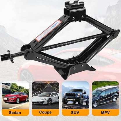 Scissor Car Jack 2 Ton (4409 lbs) Tire Changing Kit with Lug Wrench - Emergency Kit for Car, SUV, MPV
