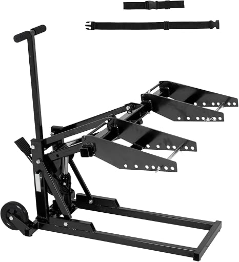 Zero Turn Lawn Mower Lift, 500 Lb Capacity, Manual or Drill Powered, Fits Most ZTR Mowers & Lawn Tractors, 24 Inch Lifting Height, Foldable Design for Garage Storage, Maintenance Lift