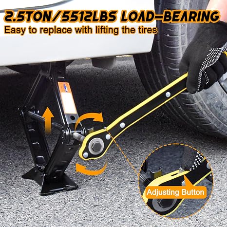 Scissor Car Jack 2 Ton (4409 lbs) Tire Changing Kit with Lug Wrench - Emergency Kit for Car, SUV, MPV